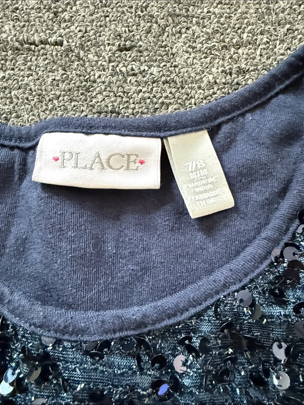 Place Navy Sequin Bodice Red Navy Plaid Skirt Dress